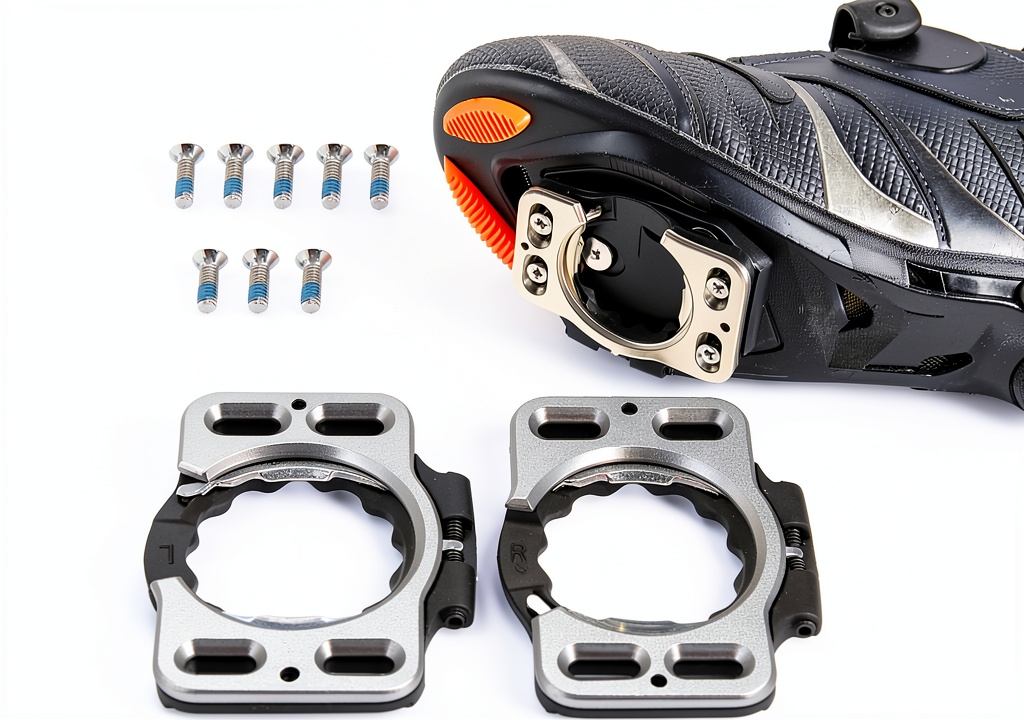 Cyclist installing cleat covers on a road bike